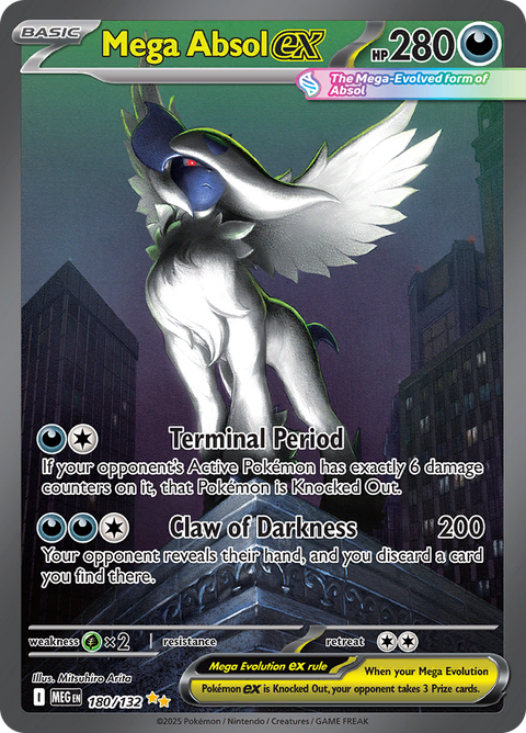 Mega Absol ex 180/132 from Mega Evolution (MEG) - Special Illustration Rare English Pokémon TCG single card