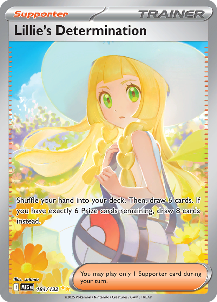 Lillie's Determination 184/132 from Mega Evolution (MEG) - Special Illustration Rare English Pokémon TCG single card