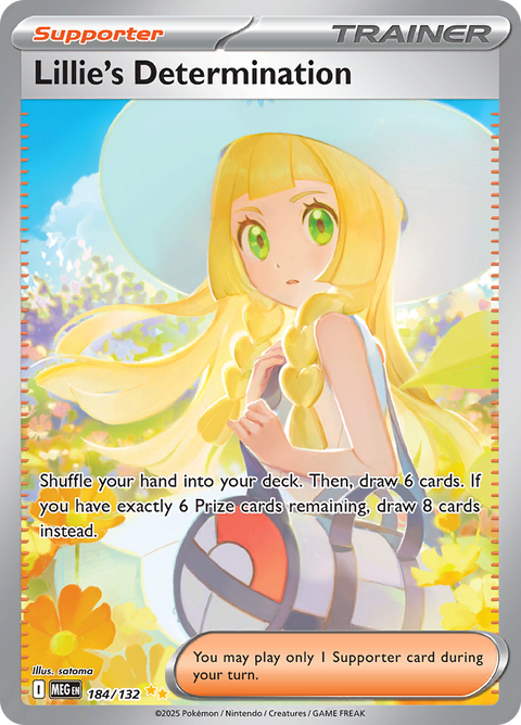 Lillie's Determination 184/132 from Mega Evolution (MEG) - Special Illustration Rare English Pokémon TCG single card