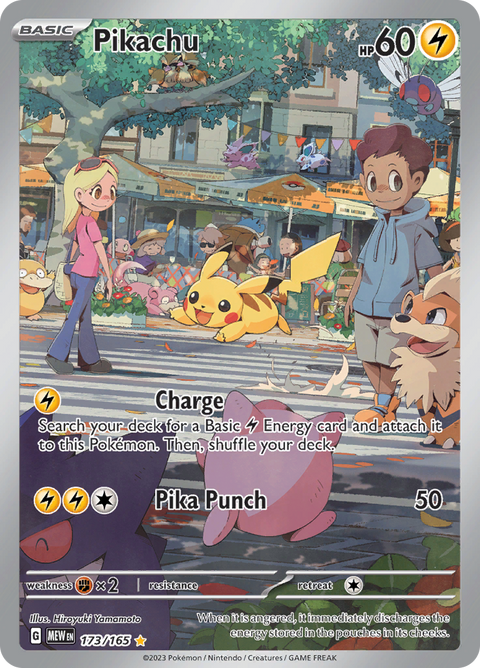 Pikachu 173/165 from Pokémon 151 (MEW) - Illustration Rare English Pokémon TCG single card