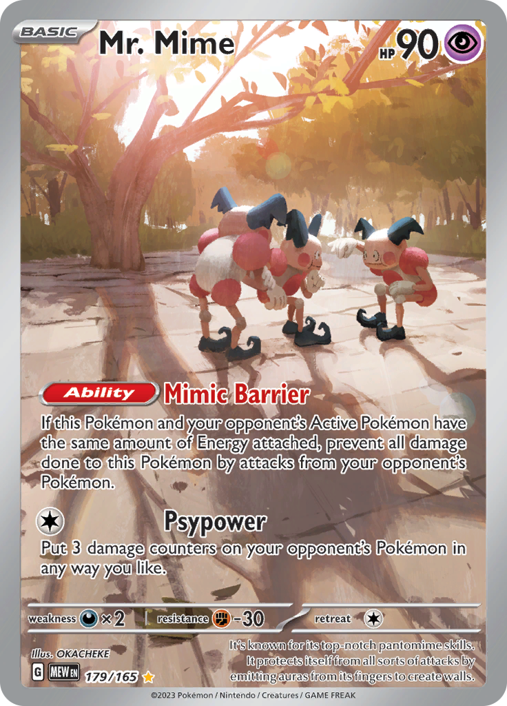 Mr. Mime 179/165 from Pokémon 151 (MEW) - Illustration Rare English Pokémon TCG single card