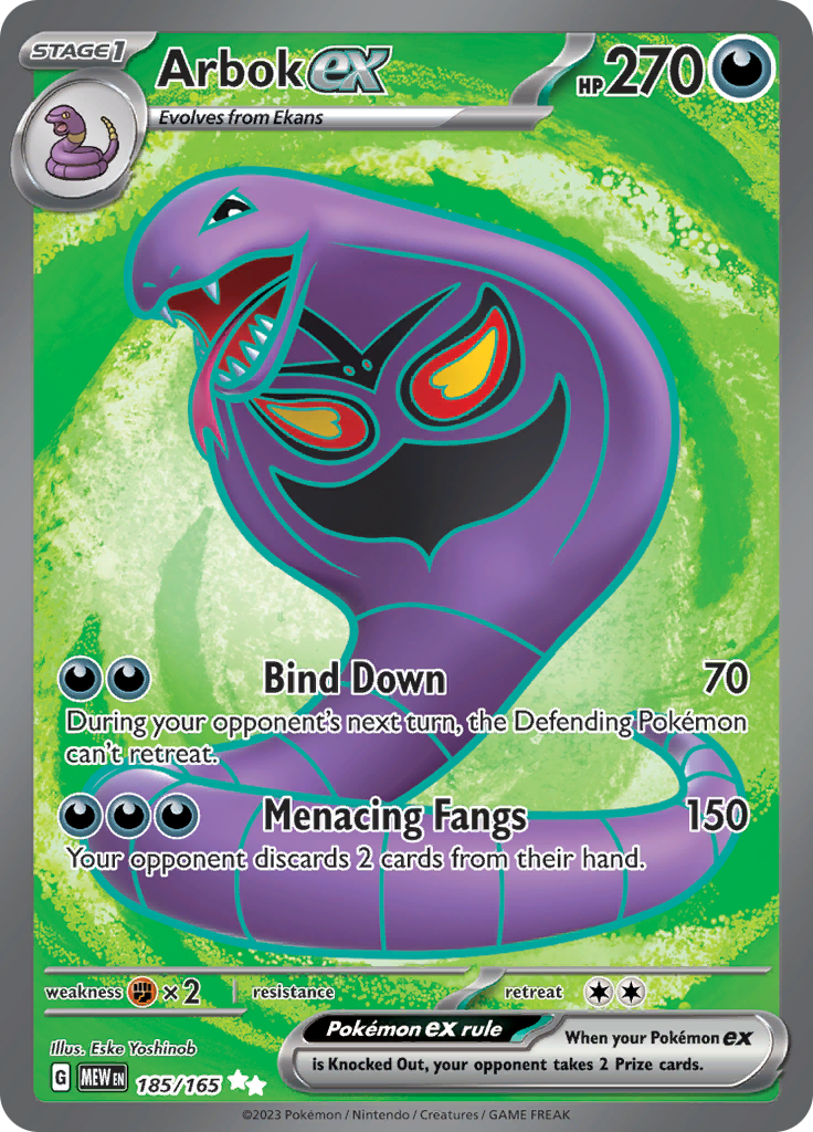 Arbok ex 185/165 from Pokémon 151 (MEW) - Ultra Rare English Pokémon TCG single card