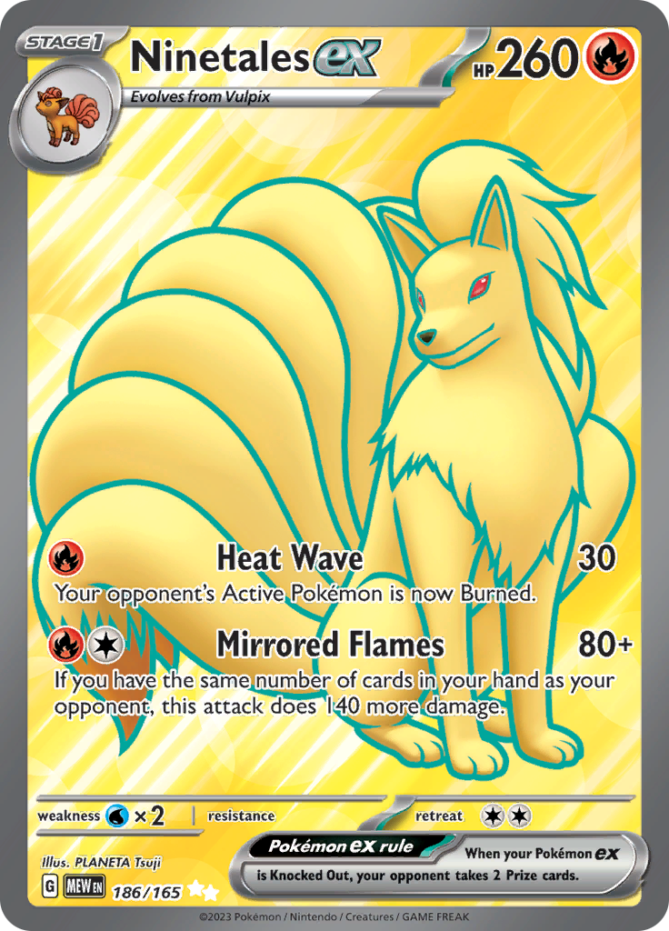 Ninetales ex 186/165 from Pokémon 151 (MEW) - Ultra Rare English Pokémon TCG single card
