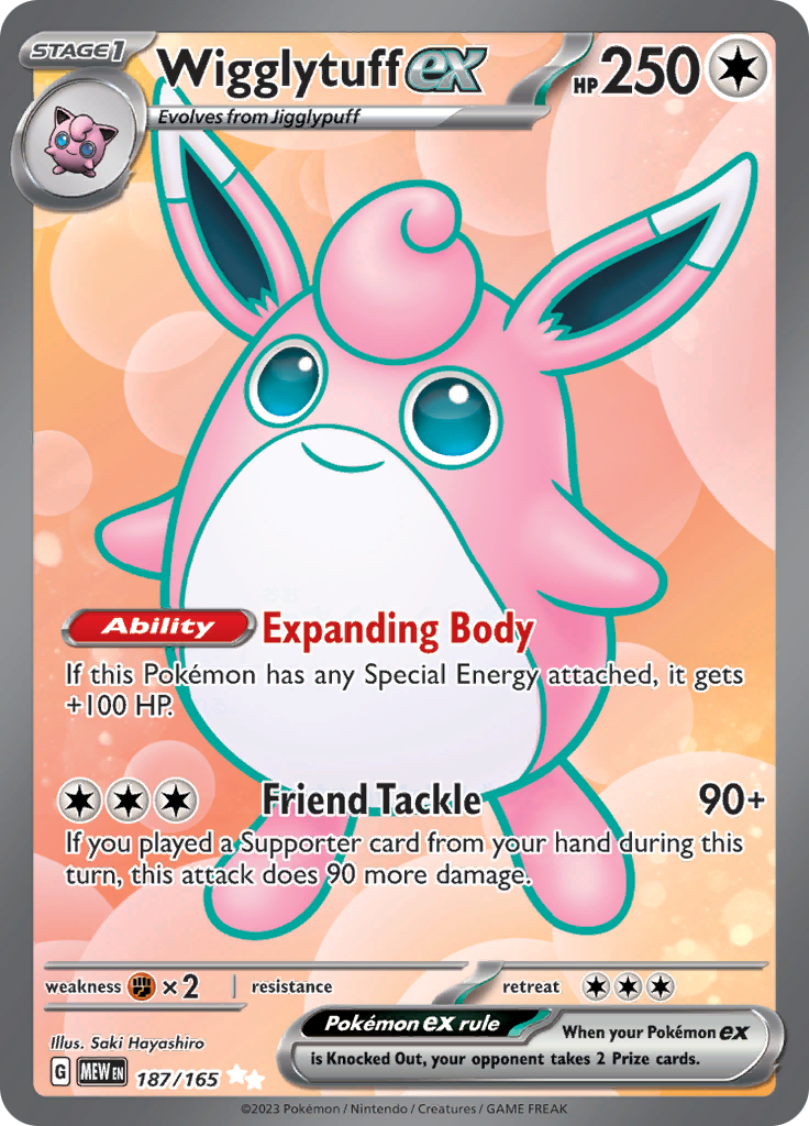 Wigglytuff ex 187/165 from Pokémon 151 (MEW) - Ultra Rare English Pokémon TCG single card