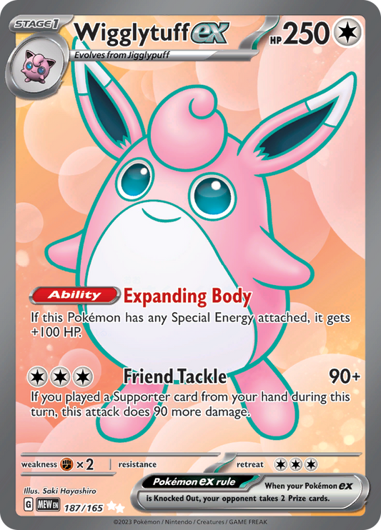 Wigglytuff ex 187/165 from Pokémon 151 (MEW) - Ultra Rare English Pokémon TCG single card