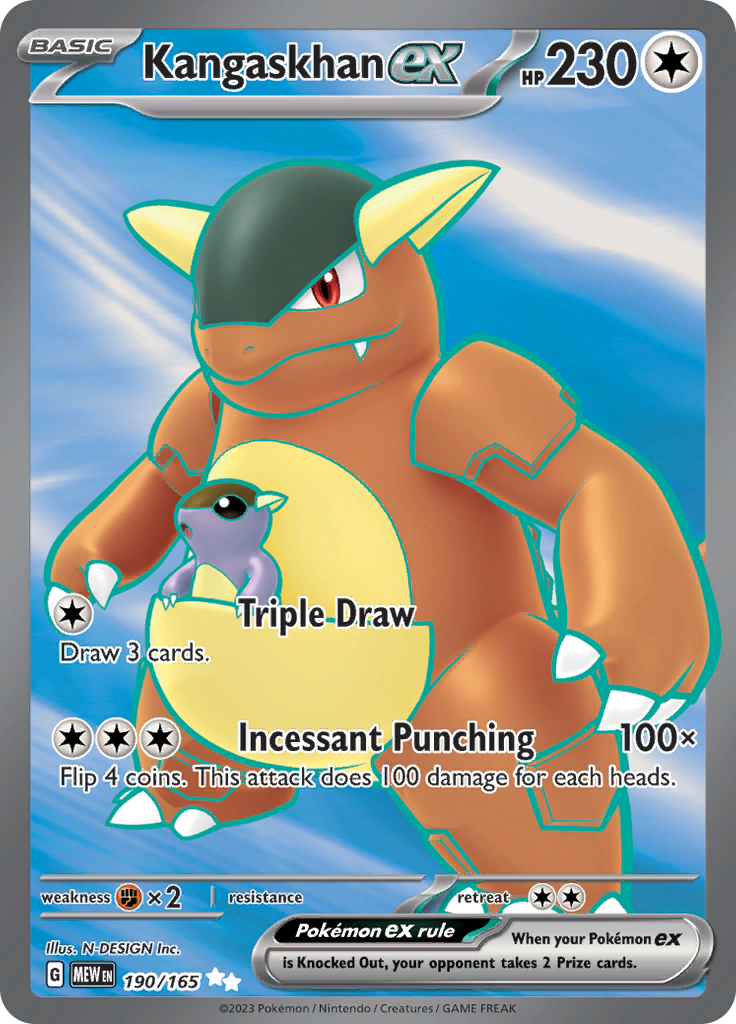 Kangaskhan ex 190/165 from Pokémon 151 (MEW) - Ultra Rare English Pokémon TCG single card