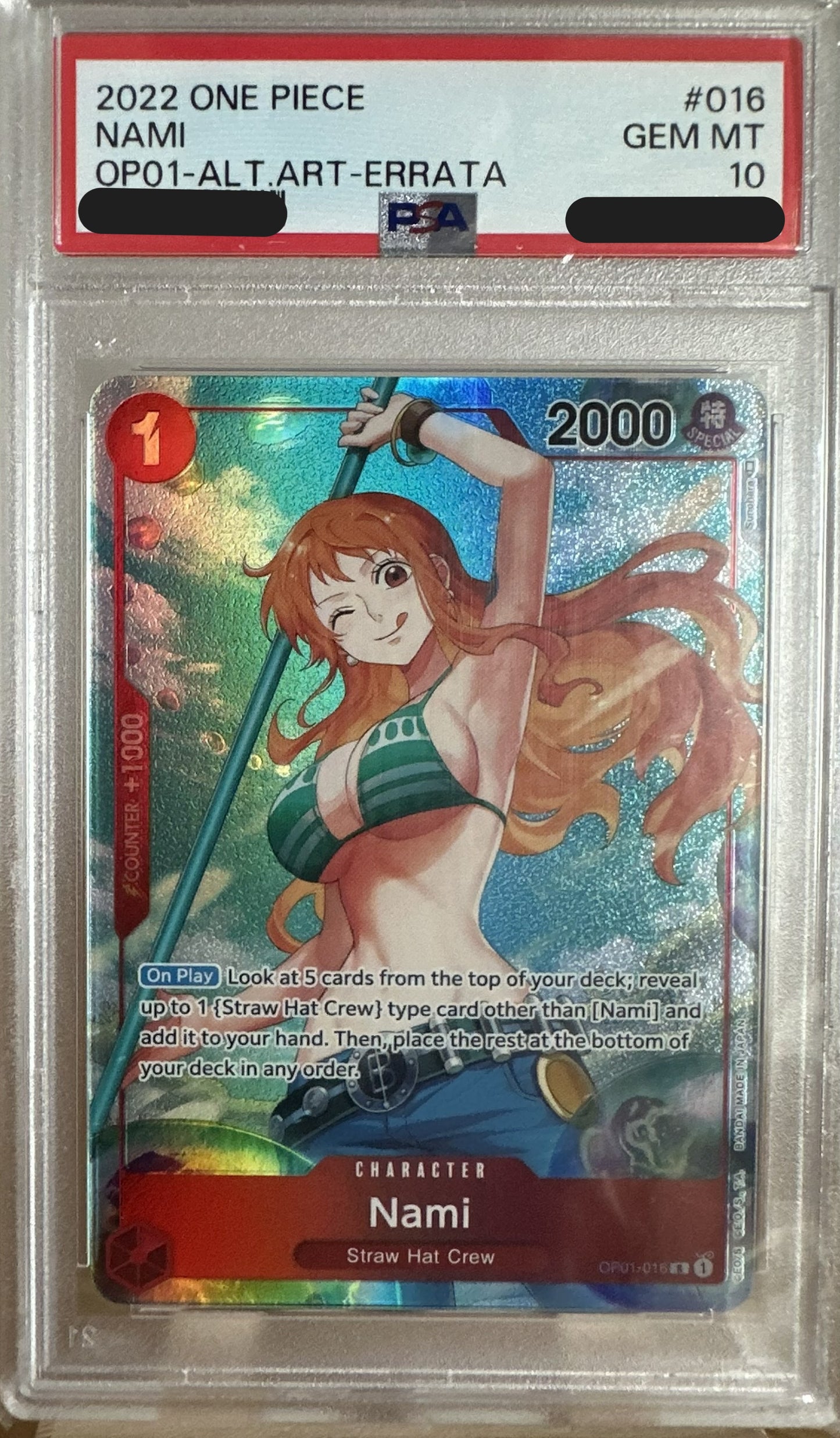 Nami (OP01-016) OP01 Alternate Art PSA 10