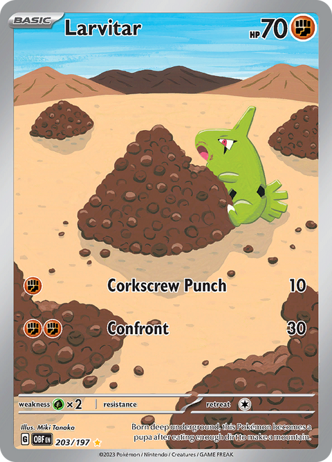 Larvitar 203/197 from Obsidian Flames (OBF) - Illustration Rare English Pokémon TCG single card