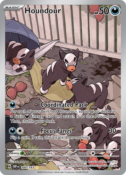 Houndour 204/197 from Obsidian Flames (OBF) - Illustration Rare English Pokémon TCG single card