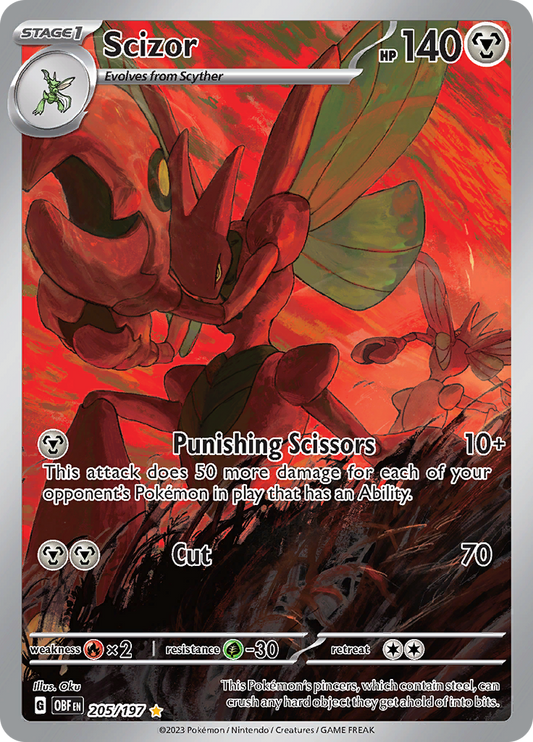 Scizor 205/197 from Obsidian Flames (OBF) - Illustration Rare English Pokémon TCG single card