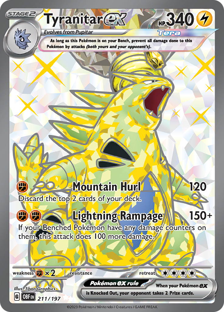 Tyranitar ex 211/197 from Obsidian Flames (OBF) - Ultra Rare English Pokémon TCG single card