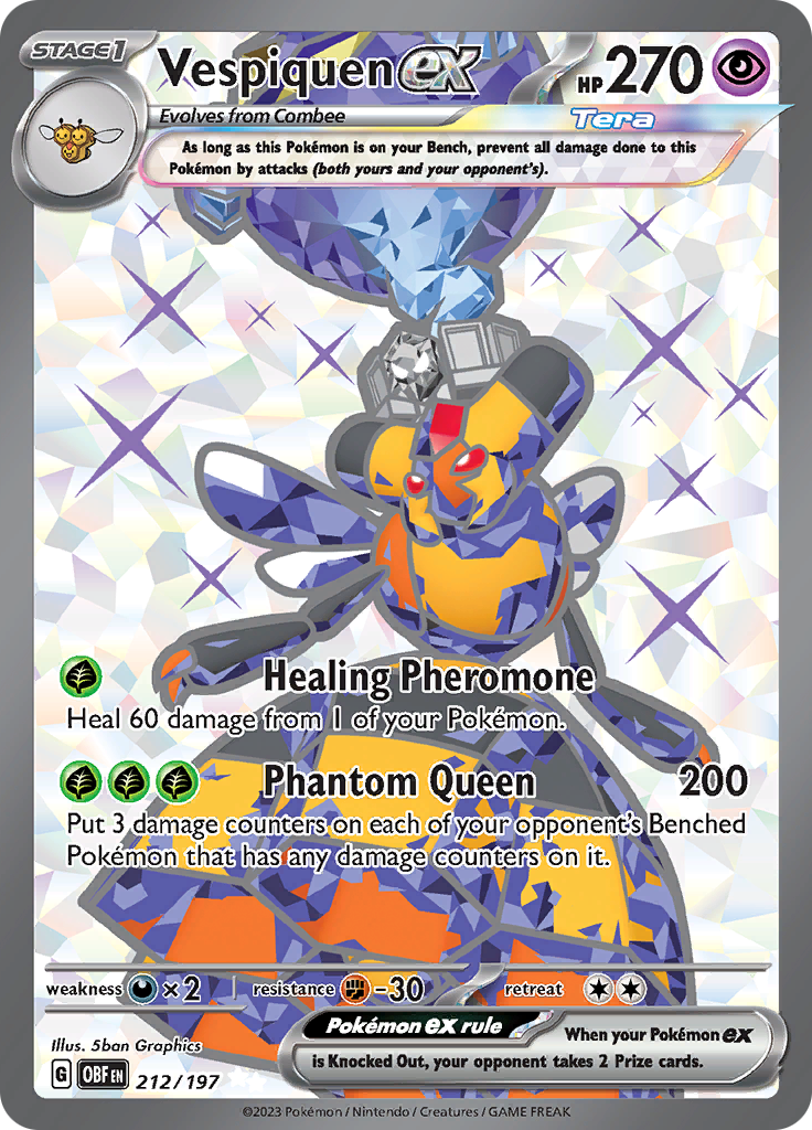 Vespiquen ex 212/197 from Obsidian Flames (OBF) - Ultra Rare English Pokémon TCG single card