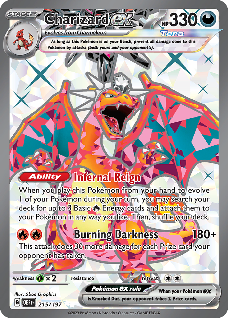 Charizard ex 215/197 from Obsidian Flames (OBF) - Ultra Rare English Pokémon TCG single card