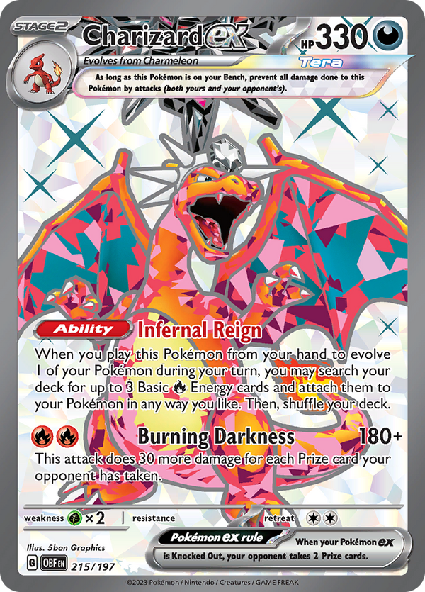 Charizard ex 215/197 from Obsidian Flames (OBF) - Ultra Rare English Pokémon TCG single card