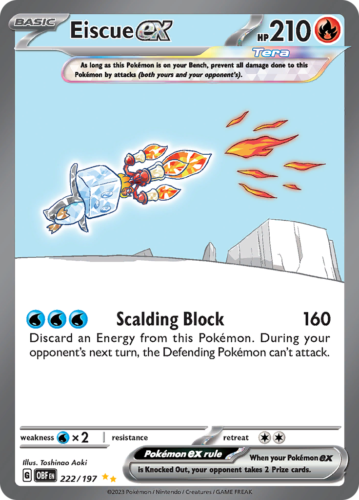 Eiscue ex 222/197 from Obsidian Flames (OBF) - Special Illustration Rare English Pokémon TCG single card