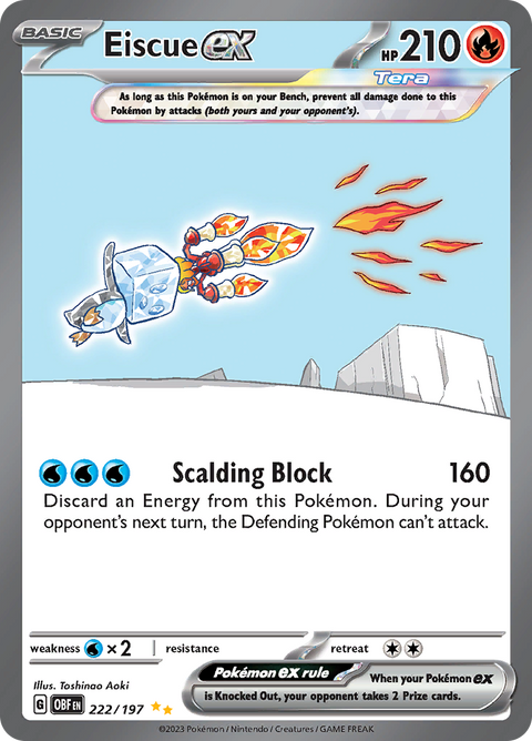 Eiscue ex 222/197 from Obsidian Flames (OBF) - Special Illustration Rare English Pokémon TCG single card