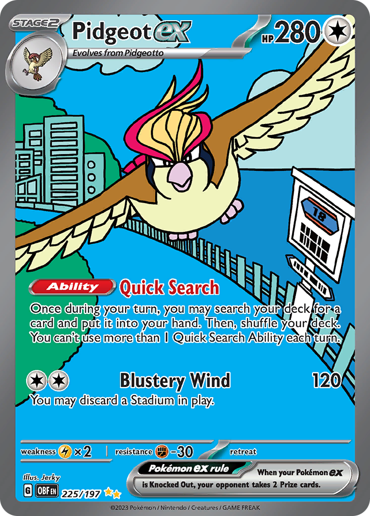 Pidgeot ex 225/197 from Obsidian Flames (OBF) - Special Illustration Rare English Pokémon TCG single card