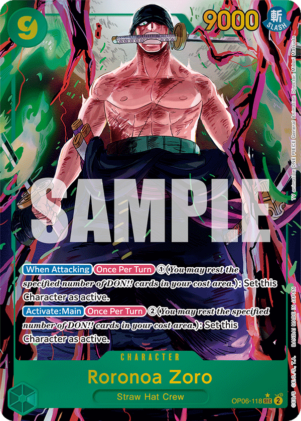 Roronoa Zoro (OP06-118) OP06 Secret Rare (SEC) Alt Art (AA)
