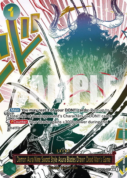 Demon Aura Nine Sword Style Asura Blades Drawn Dead Man's Game (OP12-037) OP12 Event Manga Rare