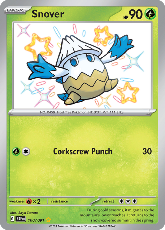 Snover 100/091 from Paldean Fates (PAF) - Shiny Rare English Pokémon TCG single card