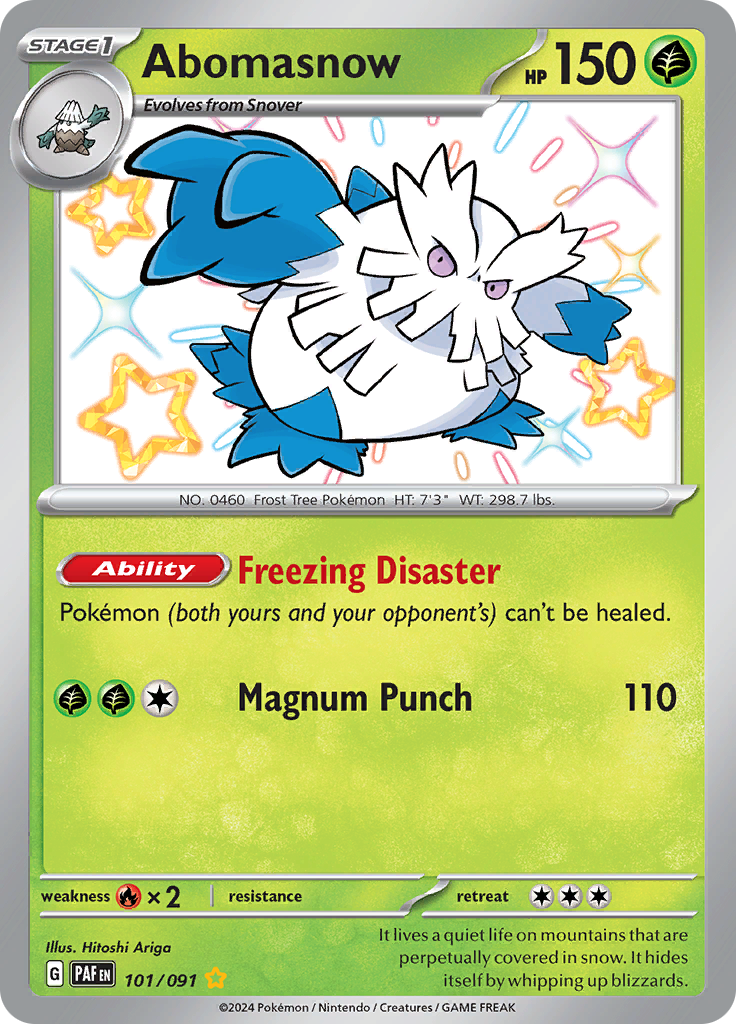 Abomasnow 101/091 from Paldean Fates (PAF) - Shiny Rare English Pokémon TCG single card