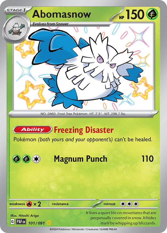 Abomasnow 101/091 from Paldean Fates (PAF) - Shiny Rare English Pokémon TCG single card