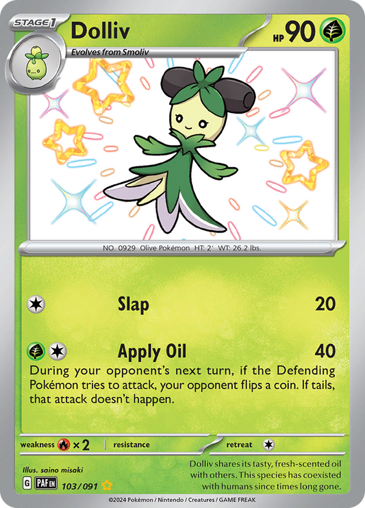 Dolliv 103/091 from Paldean Fates (PAF) - Shiny Rare English Pokémon TCG single card