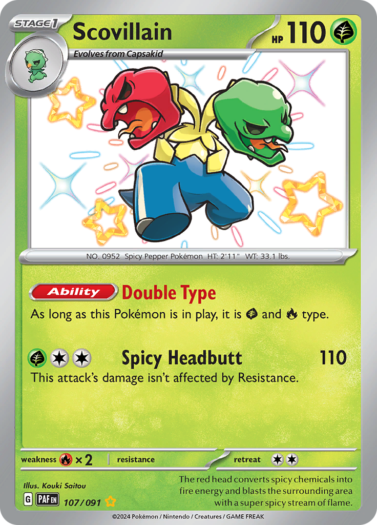 Scovillain 107/091 from Paldean Fates (PAF) - Shiny Rare English Pokémon TCG single card