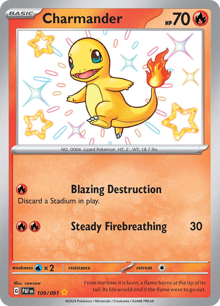 Charmander 109/091 from Paldean Fates (PAF) - Shiny Rare English Pokémon TCG single card