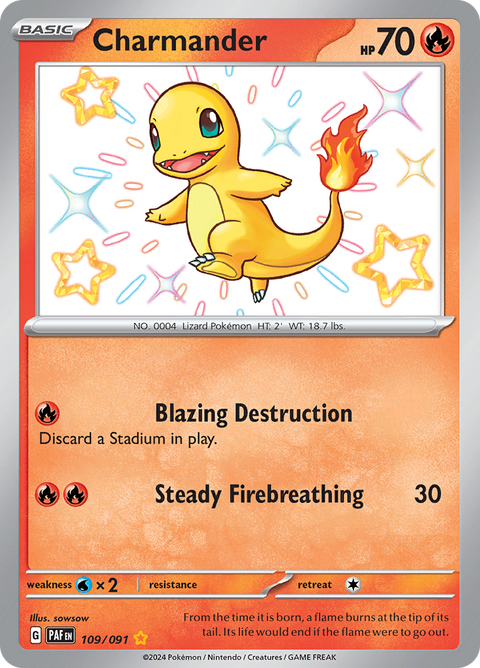 Charmander 109/091 from Paldean Fates (PAF) - Shiny Rare English Pokémon TCG single card