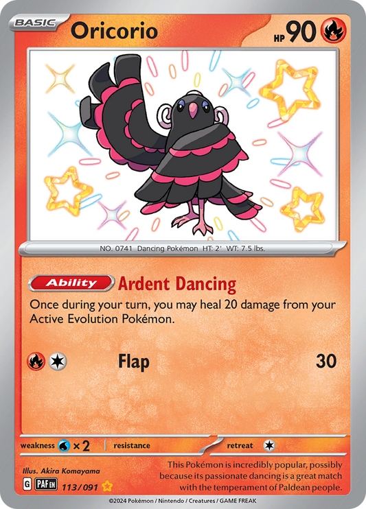 Oricorio 113/091 from Paldean Fates (PAF) - Shiny Rare English Pokémon TCG single card
