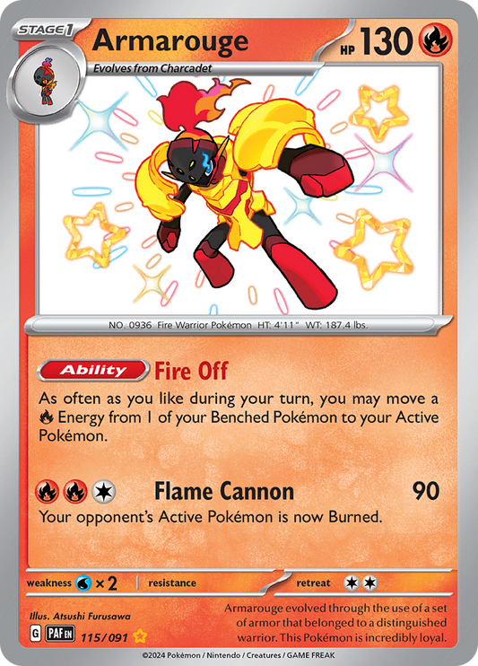 Armarouge 115/091 from Paldean Fates (PAF) - Shiny Rare English Pokémon TCG single card