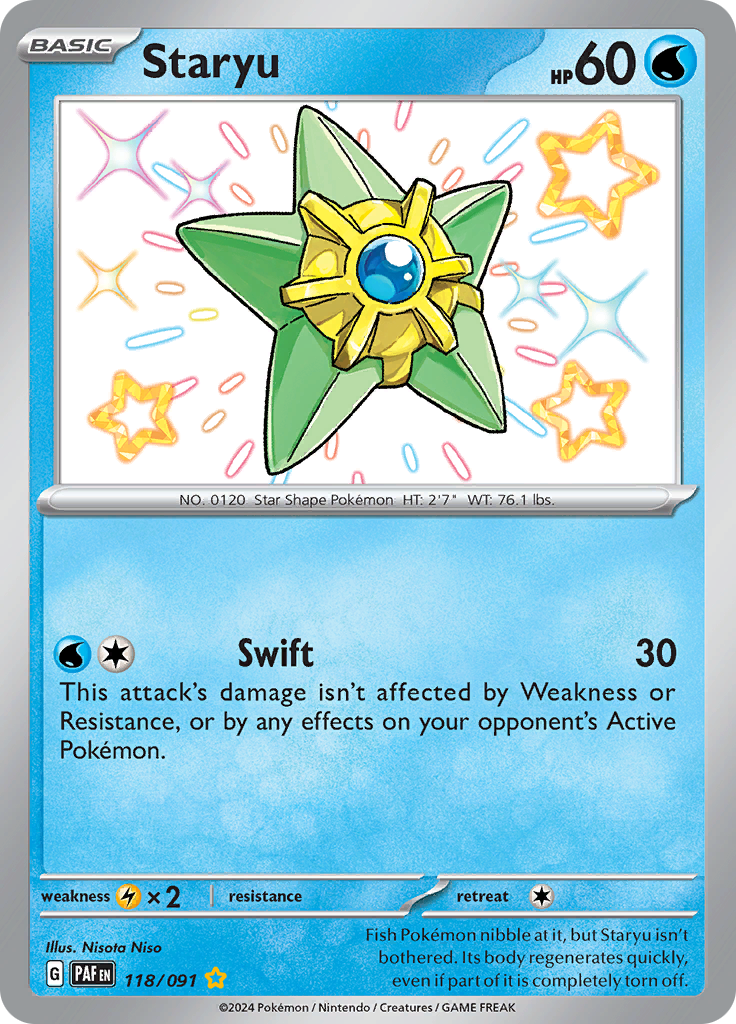 Staryu 118/091 from Paldean Fates (PAF) - Shiny Rare English Pokémon TCG single card