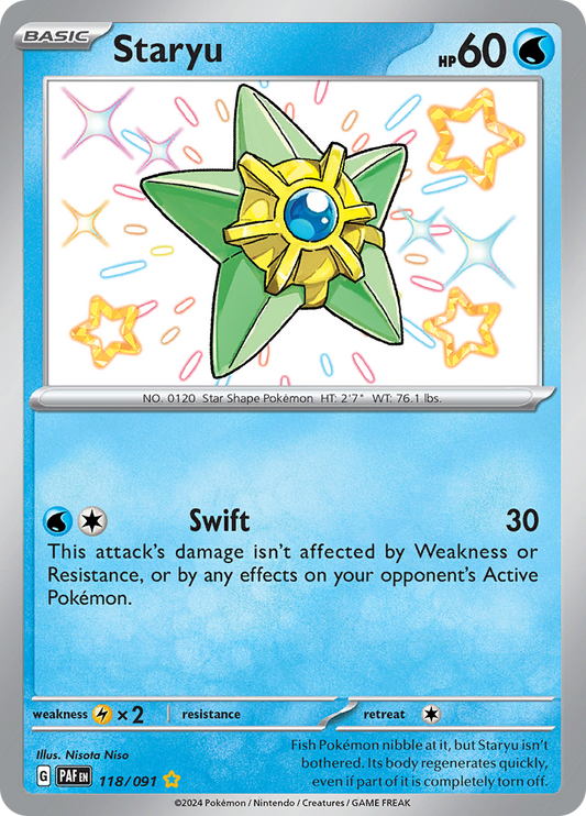 Staryu 118/091 from Paldean Fates (PAF) - Shiny Rare English Pokémon TCG single card