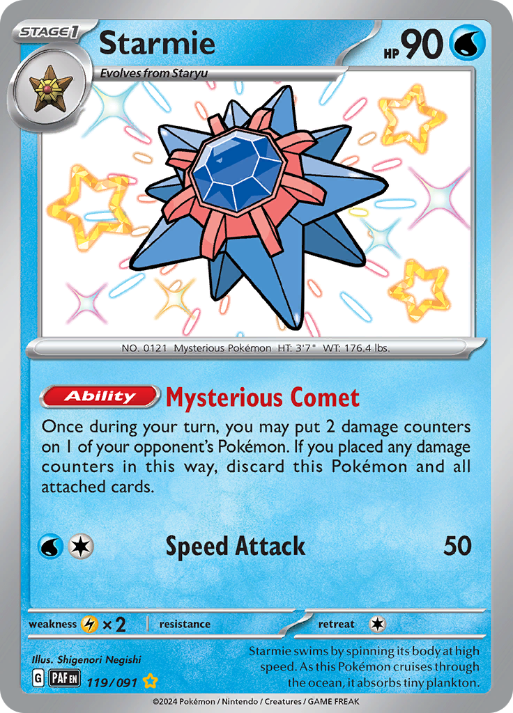 Starmie 119/091 from Paldean Fates (PAF) - Shiny Rare English Pokémon TCG single card