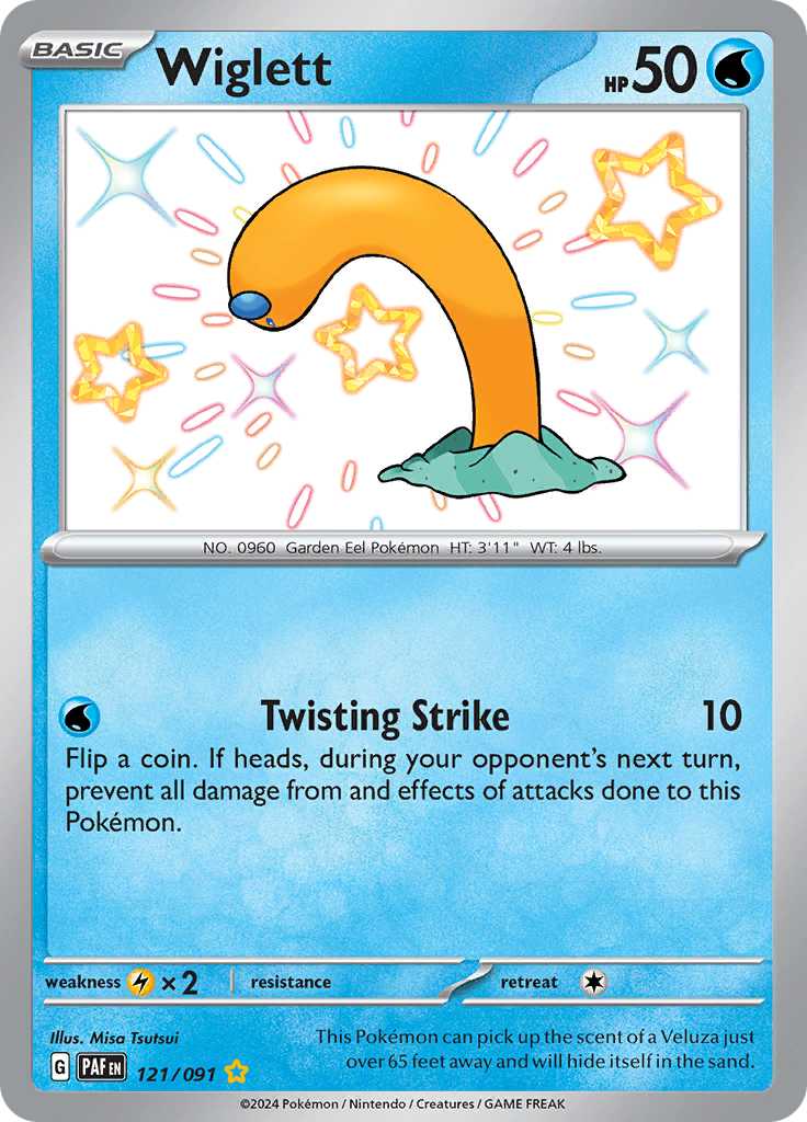 Wiglett 121/091 from Paldean Fates (PAF) - Shiny Rare English Pokémon TCG single card