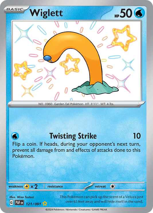 Wiglett 121/091 from Paldean Fates (PAF) - Shiny Rare English Pokémon TCG single card