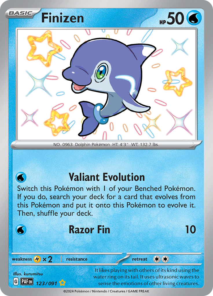 Finizen 123/091 from Paldean Fates (PAF) - Shiny Rare English Pokémon TCG single card