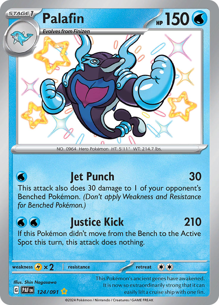 Palafin 124/091 from Paldean Fates (PAF) - Shiny Rare English Pokémon TCG single card