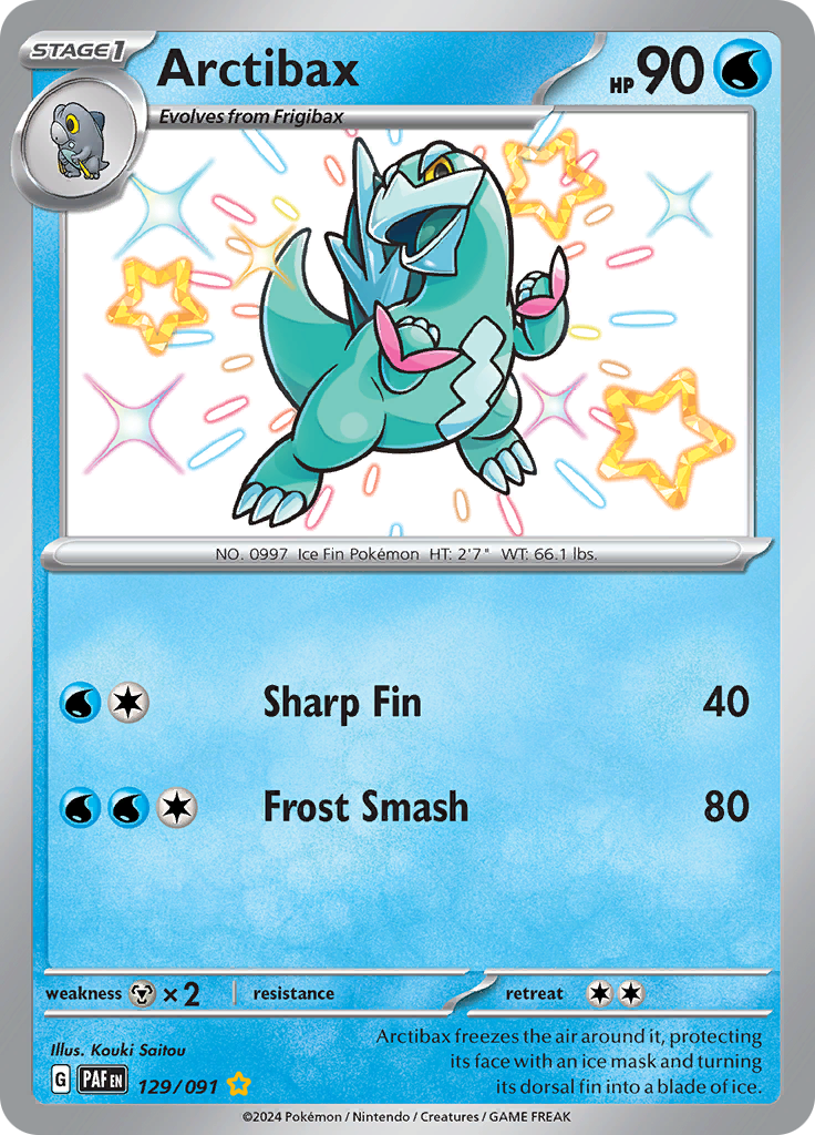 Arctibax 129/091 from Paldean Fates (PAF) - Shiny Rare English Pokémon TCG single card