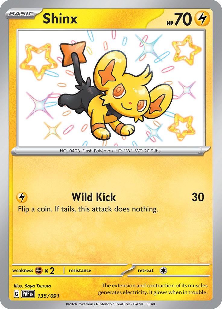 Shinx 135/091 from Paldean Fates (PAF) - Shiny Rare English Pokémon TCG single card