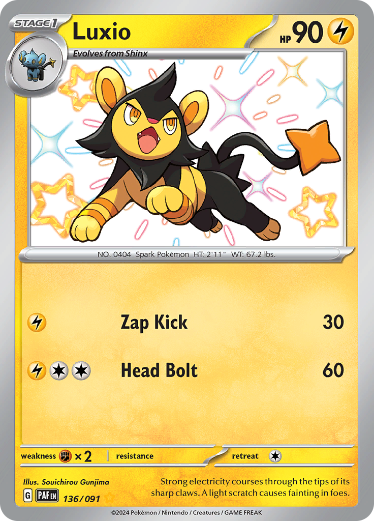 Luxio 136/091 from Paldean Fates (PAF) - Shiny Rare English Pokémon TCG single card