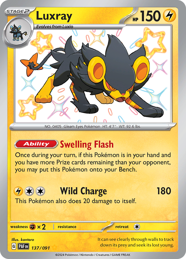 Luxray 137/091 from Paldean Fates (PAF) - Shiny Rare English Pokémon TCG single card