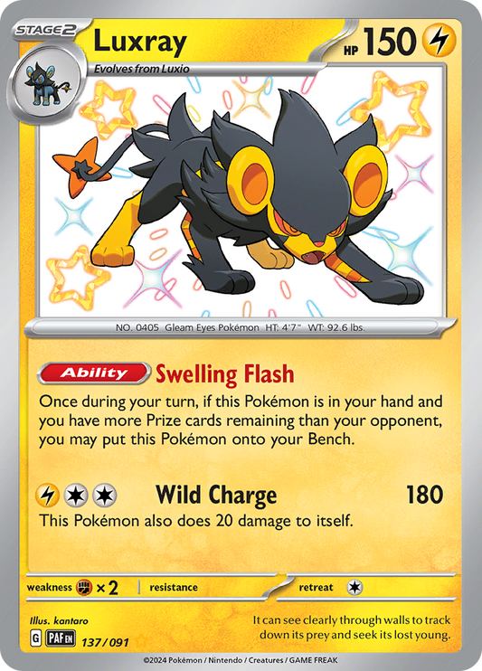Luxray 137/091 from Paldean Fates (PAF) - Shiny Rare English Pokémon TCG single card