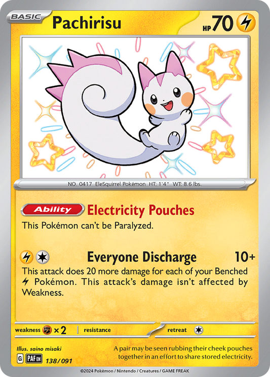 Pachirisu 138/091 from Paldean Fates (PAF) - Shiny Rare English Pokémon TCG single card