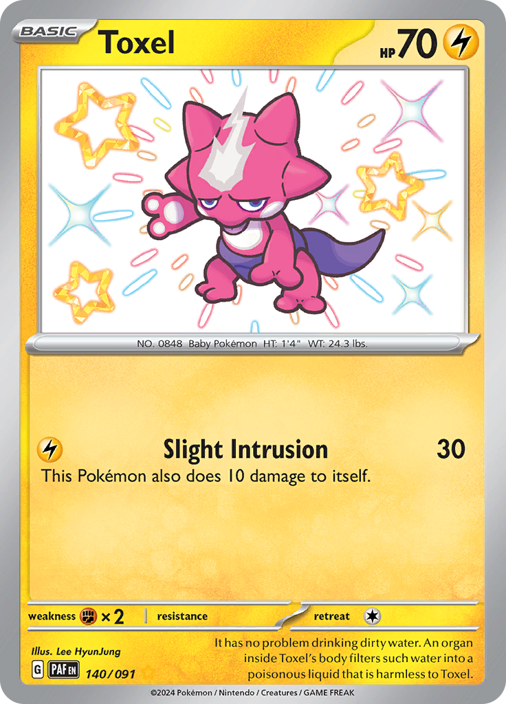 Toxel 140/091 from Paldean Fates (PAF) - Shiny Rare English Pokémon TCG single card