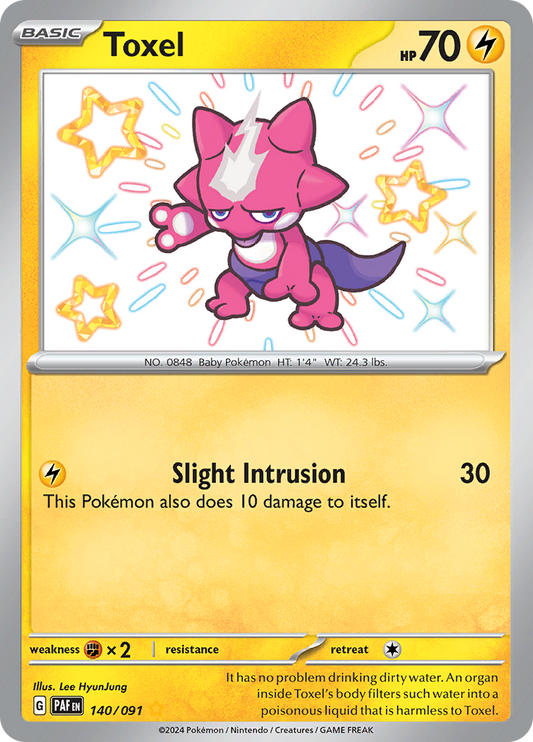 Toxel 140/091 from Paldean Fates (PAF) - Shiny Rare English Pokémon TCG single card
