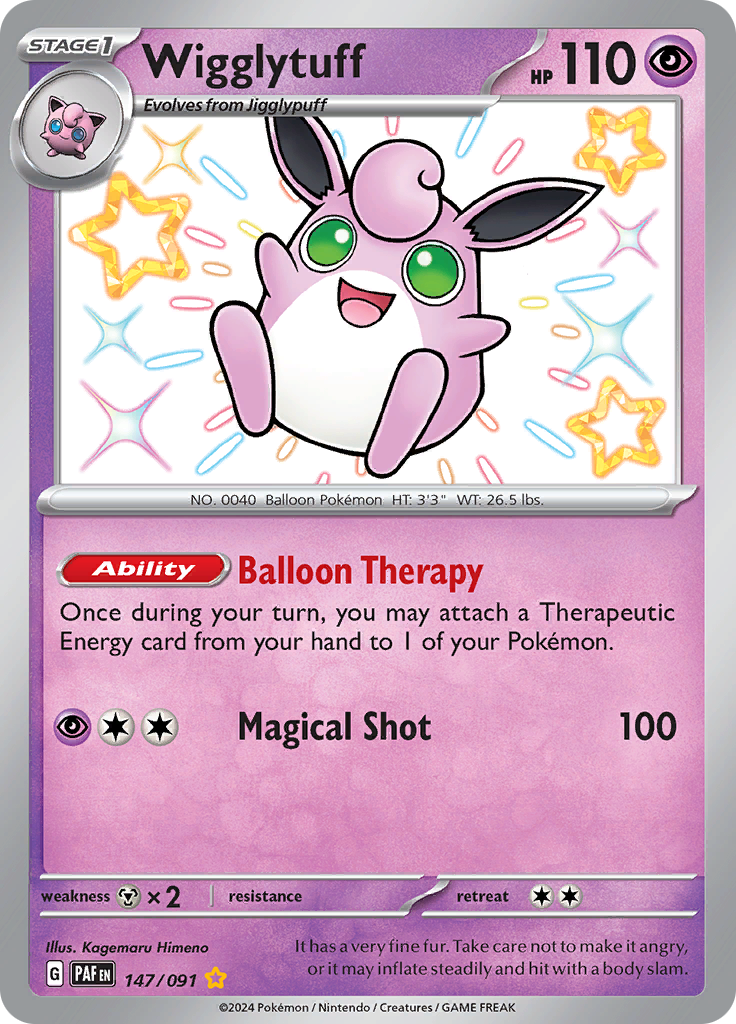 Wigglytuff 147/091 from Paldean Fates (PAF) - Shiny Rare English Pokémon TCG single card