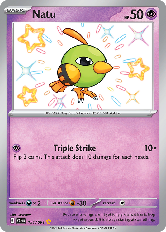 Natu 151/091 from Paldean Fates (PAF) - Shiny Rare English Pokémon TCG single card