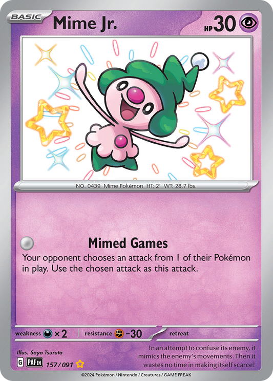Mime Jr. 157/091 from Paldean Fates (PAF) - Shiny Rare English Pokémon TCG single card